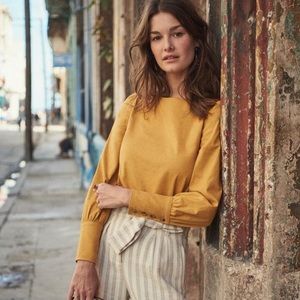 Sezane Lina blouse curry yellow FR34 / US2